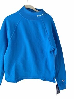 Champion Women’s Blue Mock Neck Sweatshirt Activewear Sporty Casual Size M